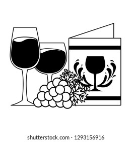 wine glass cups grapes and restaurant menu