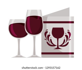 wine glass cups and restaurant menu beverages