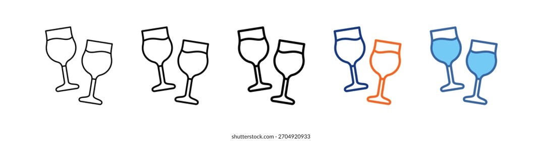 Vidrio de vino diferente conjunto icono de Vector