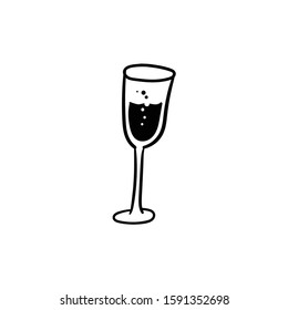 wine glass doodle icon vector hand drawing 