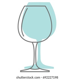 Wine glass in doodle style icons vector illustration for design and web isolated on white background. Wine glass vector object for labels and logo