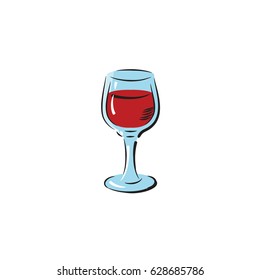 Wine glass drawing red