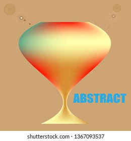 Wine glass for a drink, a holiday, color, yellow, red, blue. The background is brown, light. Abstraction.
