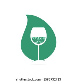 Wine Glass drop shape concept  Icon Vector Logo. Wine logo Template Illustration Design.