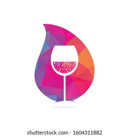 Wine Glass drop shape concept  Icon Vector Logo. Wine logo Template Illustration Design.