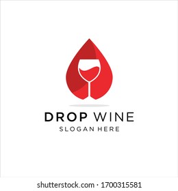 Wine Glass drop shape concept Icon Vector Logo. Wine glass logo design inspiration