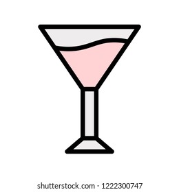 wine glass editable stroke icon in flat design.