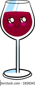 Vidrio con cara, ilustración, vector sobre fondo blanco
