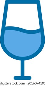 Wine Glass Filled Blue Vector Icon Design
