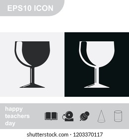 Wine glass flat black and white vector icon.