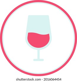 Diseño de iconos de vectores de círculo plano de cristal de vino
