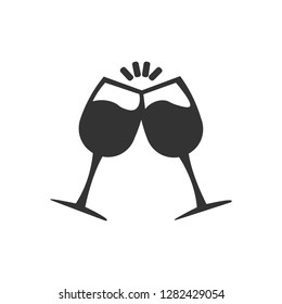 Wine glass flat icon vector.