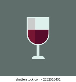 wine glass flat illustration icon