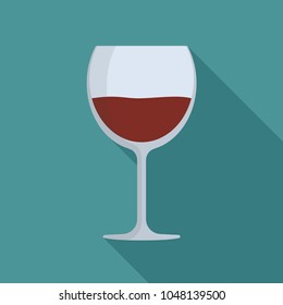 Wine glass flat long shadow design icon.