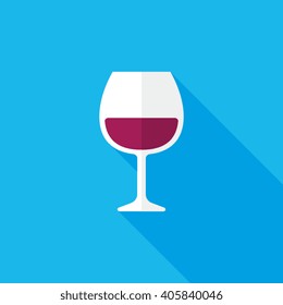Wine Glass Flat Long Shadow Icon