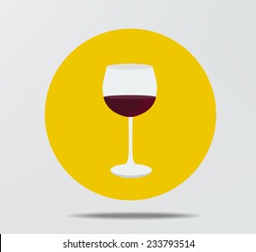 Wine Glass Flat Style Icon, Vector Eps10 Illustration.