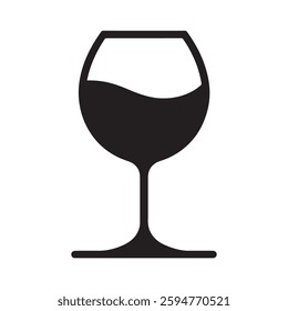 Wine glass with wine flat vector icon illustration for apps and websites. Drink glass symbol design isolated on white background.