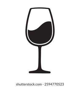 Wine glass with wine flat vector icon illustration for apps and websites. Drink glass symbol design isolated on white background.