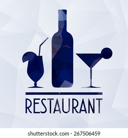 wine glass and geometric concept blue