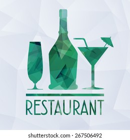 wine glass and geometric concept green