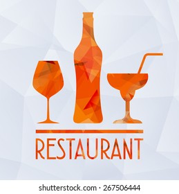 wine glass and geometric concept orange