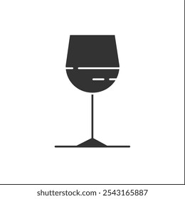 Wine glass glyph icon. Alcohol stemware.Party drink.Restaurant, night club, bar menu. Wine, champagne or cocktail glass.Cocktail party concept.Filled flat sign.Isolated silhouette vector illustration