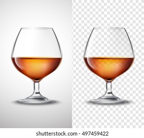 Wine glass with golden alcohol drink serving 2 vertical banners set with transparent background isolated vector illustration 
