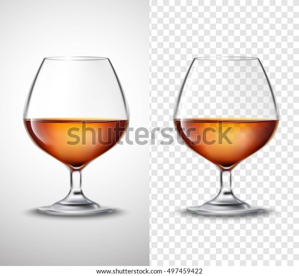 Wine\
glass with golden alcohol drink serving 2 vertical banners set with\
transparent background isolated vector illustration\
