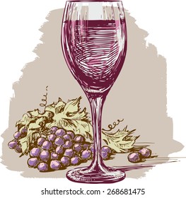 wine glass and grape