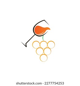 wine glass with wine grape logo