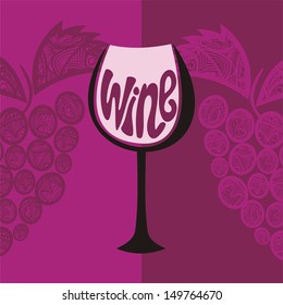 Wine glass grape vector illustration