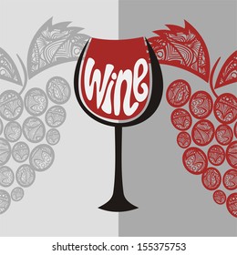 Wine glass grape vector illustration