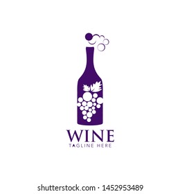 Wine Glass Grape Winery Logo Hand Stock Vector