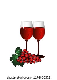 Wine glass and grapes