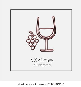Wine glass and grapes vector icon eps 10. Hand drawn illustration.