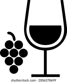 Wine glass and grapes vector simple illustration eps 10. Wine glass and grapes pictogram