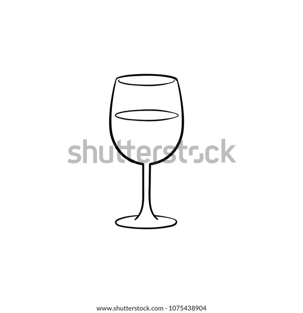 ワイングラス手描きのアウトライン落書きアイコン 白い背景に印刷 ウェブ モバイル およびインフォグラフィック用のワインガラスのベクタースケッチイラスト のベクター画像素材 ロイヤリティフリー 1075438904