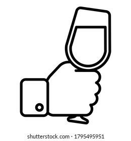 Wine Glass In Hand Flat Icon Isolated On White Background