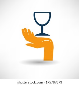 Wine glass in hand icon