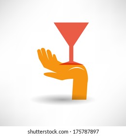 Wine glass in hand icon