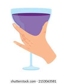 wine glass in hand icon isolated