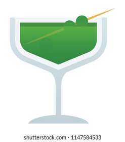 
A wine glass having beverage in it with the fruits in it representing martini cocktail 
