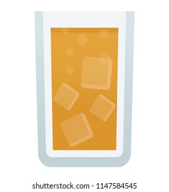 
A wine glass having drink with ice cubes representing negroni cocktail
