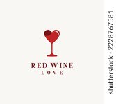 Wine glass with heart love for cafe bar logo design icon vector