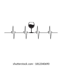 Wine Glass Heartbeat vector illustration