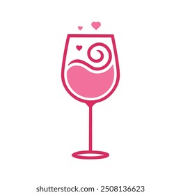 Wine glass with hearts. Illustration of a wine glass with hearts, perfect for romantic designs, Valentine's Day, or love-themed projects.