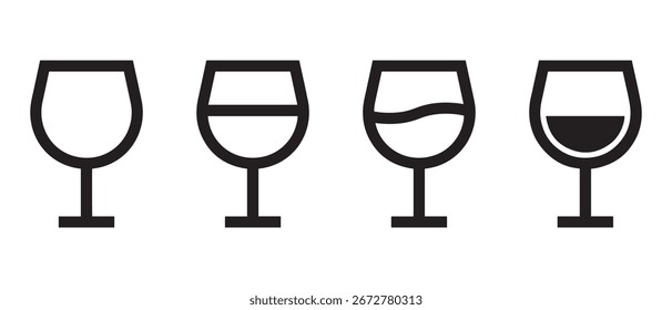 Icono de copa de vino. Icono de Vector de alcohol. Icono de bebida Vector.