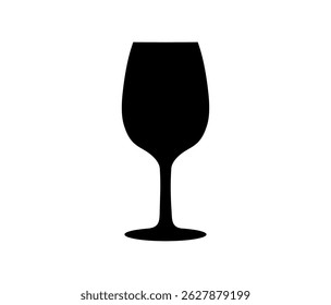 Wine glass icon. Black logotype silhouette. Art design single template visual. Symbol of beverage, eatery, party, menu, bar, restaurant vector design and illustration.

