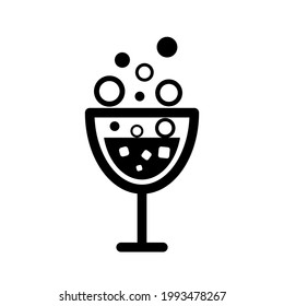 Icono de cristal de vino. Icono negro. Ilustración vectorial.