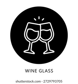 Botón De Icono De Vidrio De Vino, Mini Ilustración Relacionada Con La Comida, Gastronomía. Uso Para El Concepto Moderno, Ui, Web Ux Y Desarrollo De App.